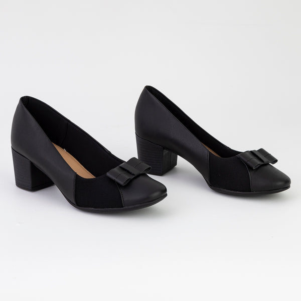 Scarpin Feminino Salto Bloco em Couro Legítimo - Usaflex