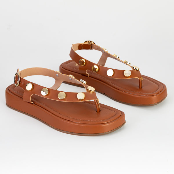 Sandália Feminina Flat Rasteirinha com Tachas - Via Uno