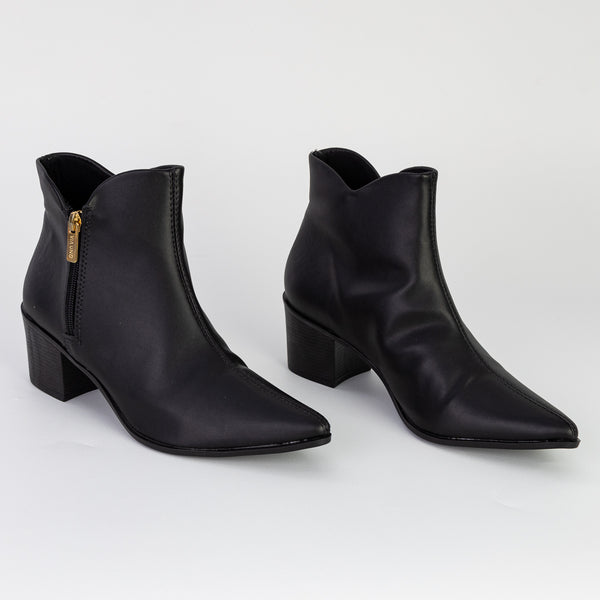 Bota Feminina Salto Médio Bico Fino com Zíper - Via Uno